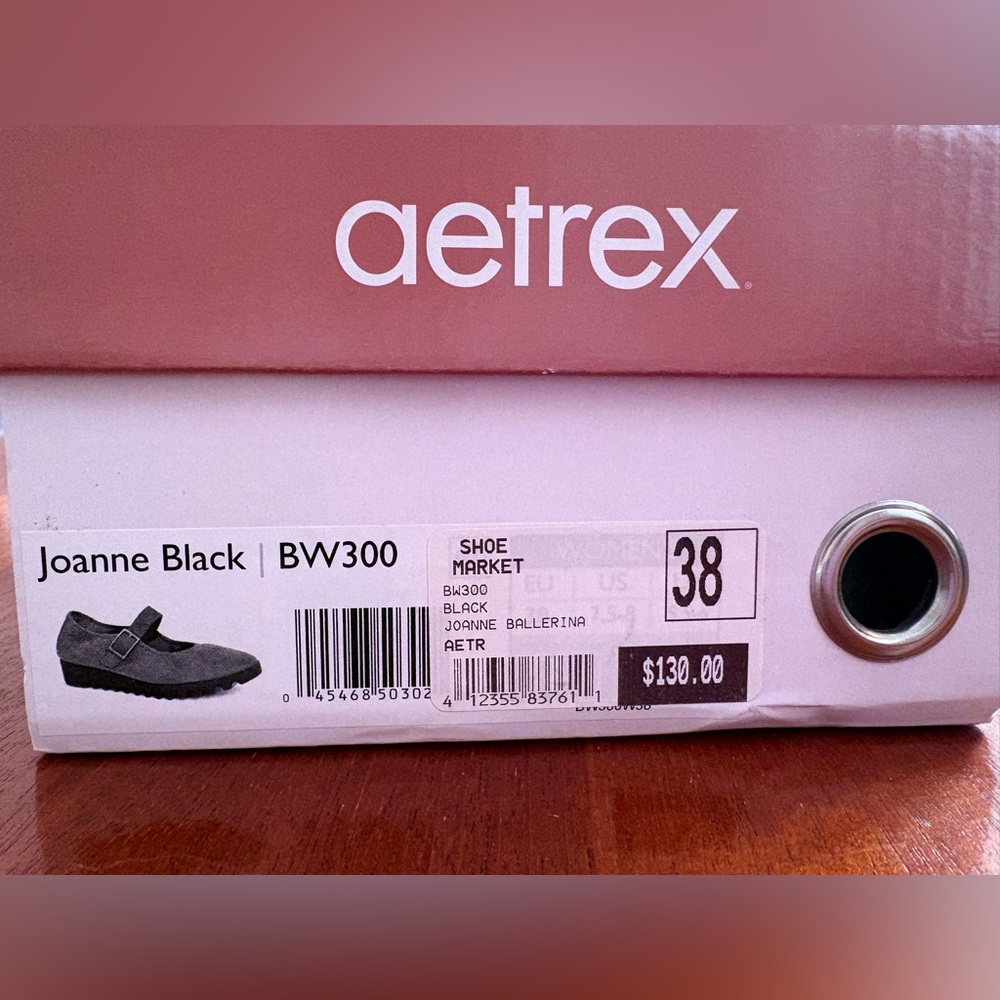 NIB AETREX “Joanne Black Ballerina” arch support slip ons